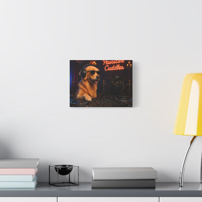 Canvas Wall Art — "Pawsitave Cuddles" DJ Dog & Cat Scene