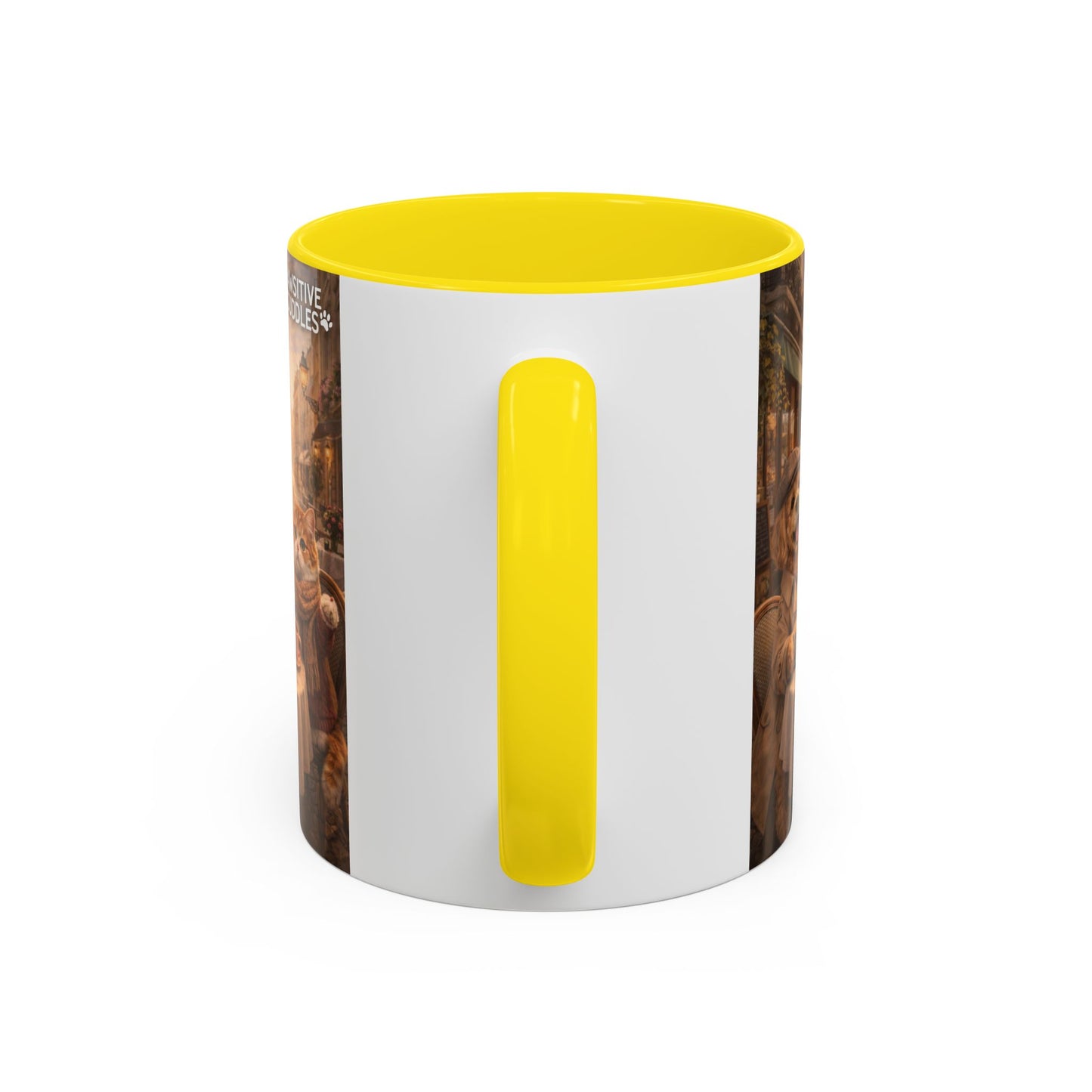 Coffee Mug — 'Pawsitive Cuddles' Cat & Dog Paris Café Accent Mug (11/15oz)