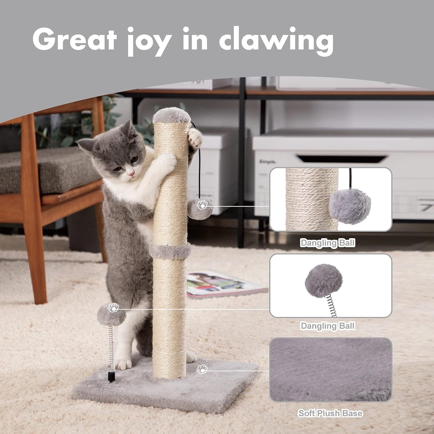 Premium Sisal Cat Scratching Post - Pawsitive Cuddles