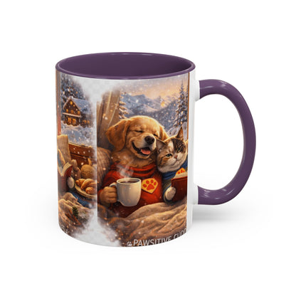 Cozy Winter Pets Coffee Mug — Dog & Cat Hot Cocoa Scenic 11/15oz
