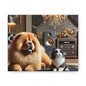 Luxury Pet Lounge Canvas Print — Chow Chow & Cat Wall Art