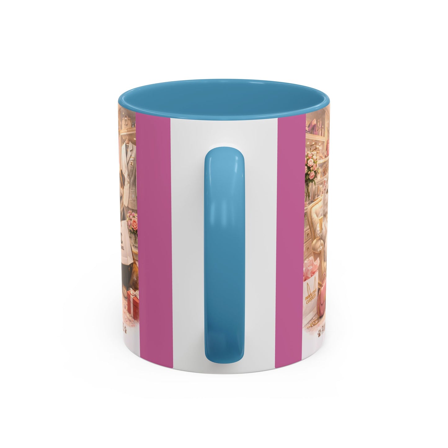 Designer Dogs Accent Coffee Mug - "Pawsitive Cuddles" Cute Bulldog & Pomeranian Gift