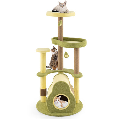 Freestanding Multi-level Avocado Cat Tower With Private Condo - Pawsitive Cuddles