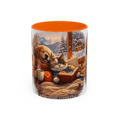 Cozy Winter Pets Coffee Mug — Dog & Cat Hot Cocoa Scenic 11/15oz