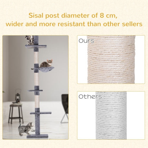 9-Foot Adjustable Floor-to-Ceiling Cat Tree - Pawsitive Cuddles
