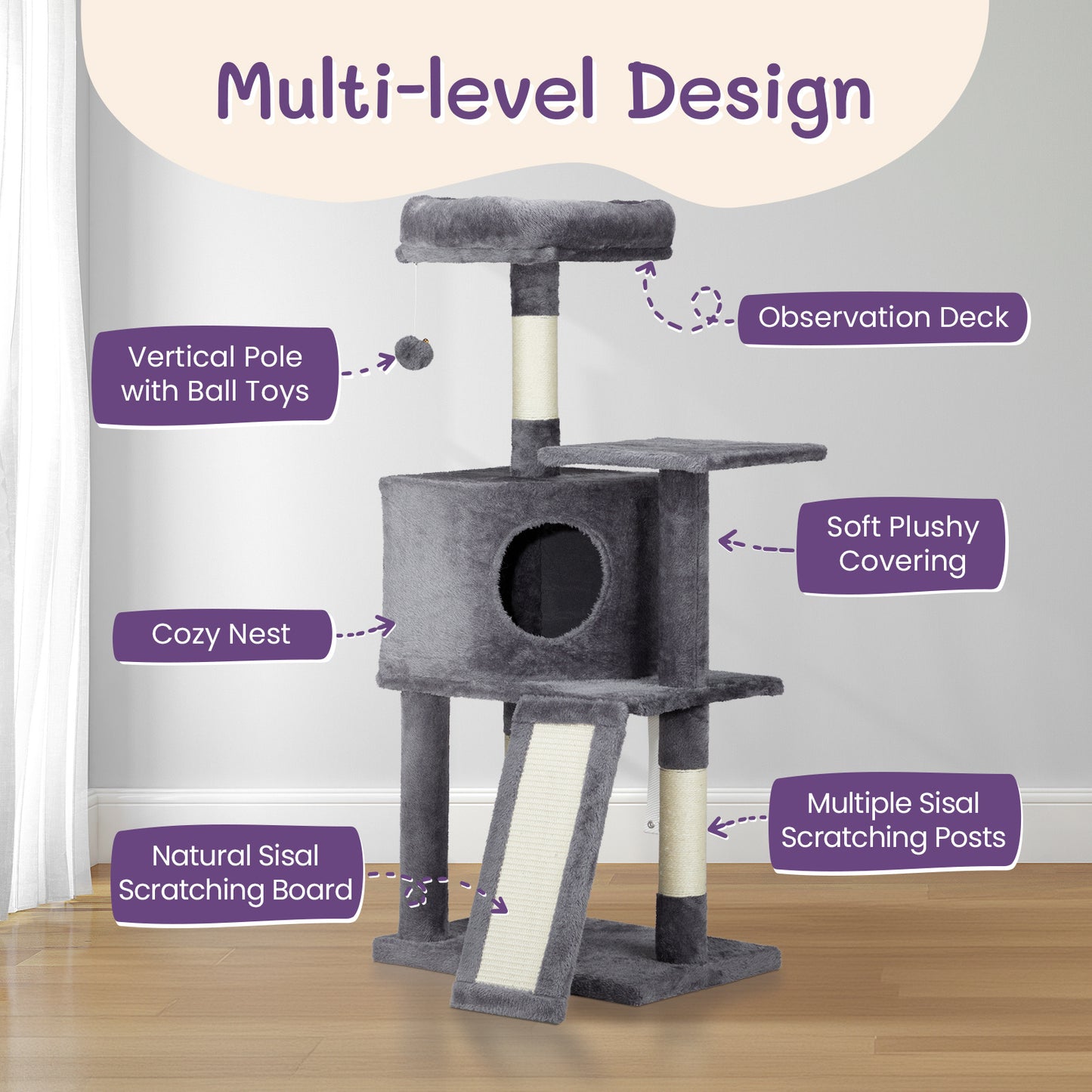 47-Inch Trapezoidal Cat Climbing Frame