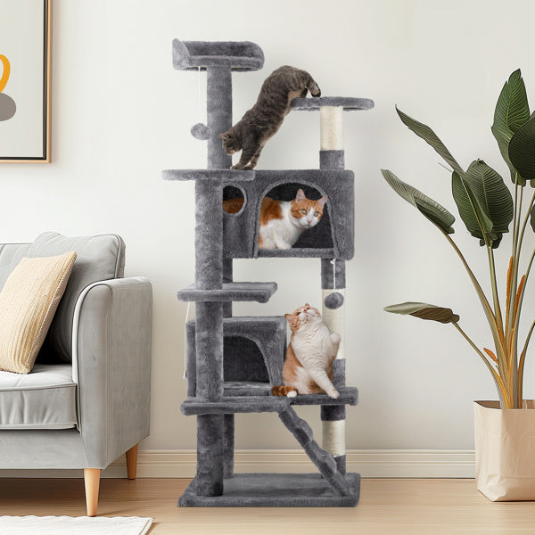 53-Inch Multi-Level Cat Climbing Tree - Pawsitive Cuddles