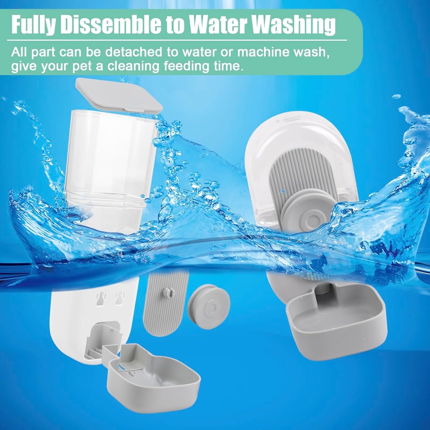 Hanging Automatic Pet Feeder & Water Dispenser Set For Cages