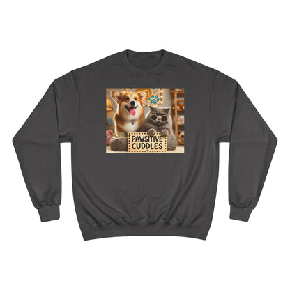 Pawsitive Cuddles Champion Sweatshirt - Cute Pet Lovers Gift, Cozy Dog Cat Apparel, Animal Lover's Hoodie, Pet-Themed Sweatshirt, [...] Printify