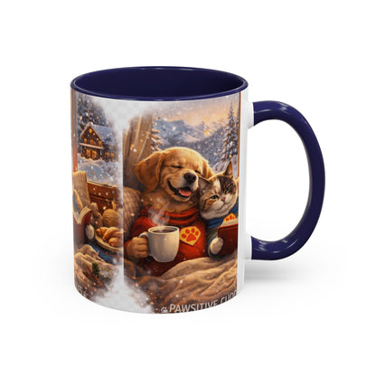 Cozy Winter Pets Coffee Mug — Dog & Cat Hot Cocoa Scenic 11/15oz