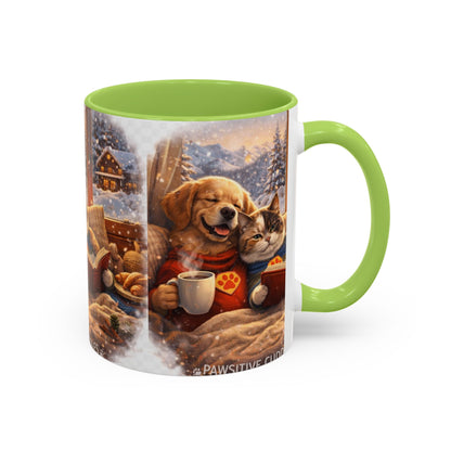Cozy Winter Pets Coffee Mug — Dog & Cat Hot Cocoa Scenic 11/15oz