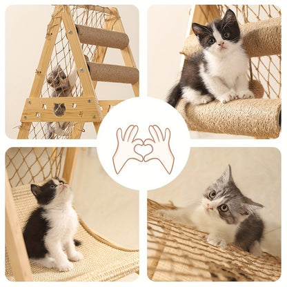 Wooden Cat Tower with Scratch Posts - Pawsitive Cuddles