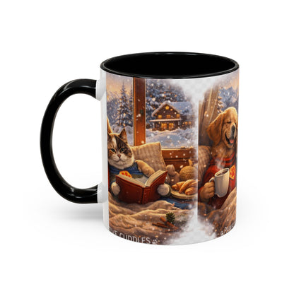 Cozy Winter Pets Coffee Mug — Dog & Cat Hot Cocoa Scenic 11/15oz