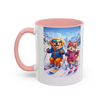 Coffee Mug — Cute Cat & Dog Horse Racing Accent Mug (11/15oz)