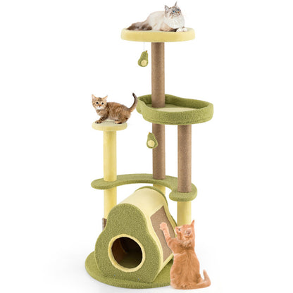 Freestanding Multi-level Avocado Cat Tower With Private Condo - Pawsitive Cuddles
