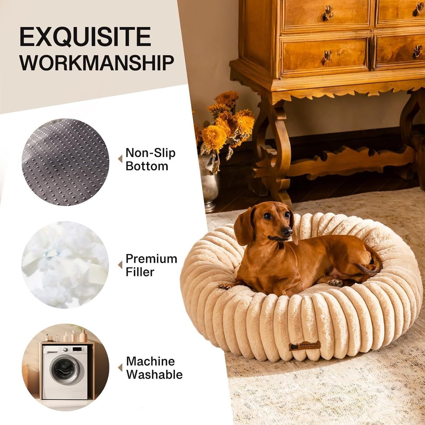 MEWOOFUN Calming Donut Pet Bed - Pawsitive Cuddles