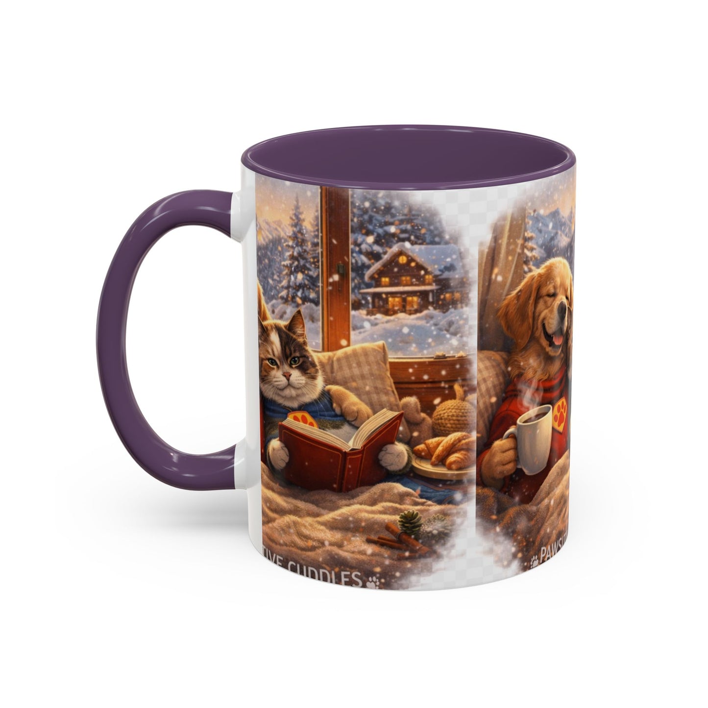 Cozy Winter Pets Coffee Mug — Dog & Cat Hot Cocoa Scenic 11/15oz