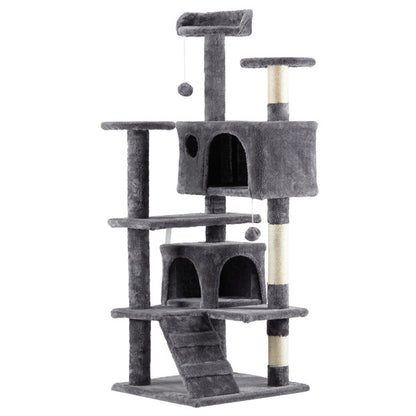 53-Inch Multi-Level Cat Climbing Tree - Pawsitive Cuddles