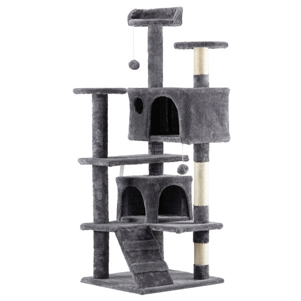 53-Inch Multi-Level Cat Climbing Tree - Pawsitive Cuddles