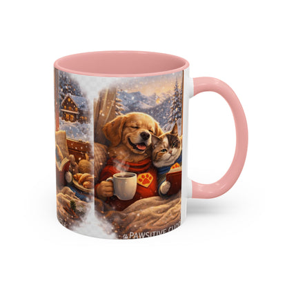 Cozy Winter Pets Coffee Mug — Dog & Cat Hot Cocoa Scenic 11/15oz