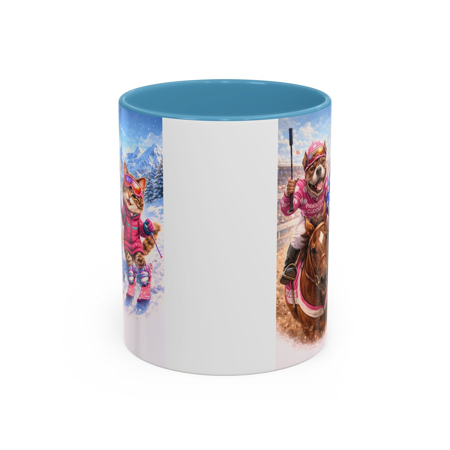 Coffee Mug — Cute Cat & Dog Horse Racing Accent Mug (11/15oz)