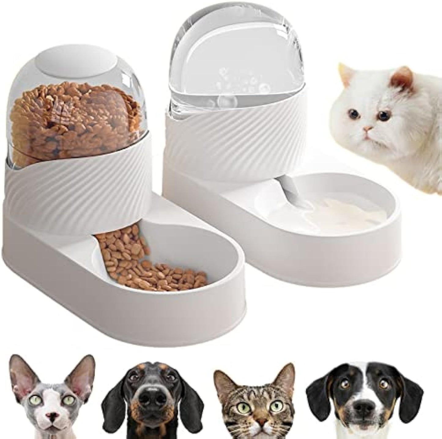 2-Piece Cat Feeder & Water Dispenser Set
