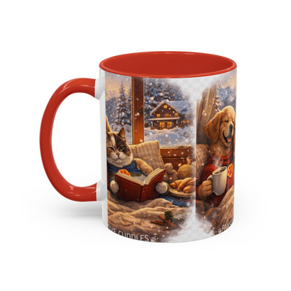 Cozy Winter Pets Coffee Mug — Dog & Cat Hot Cocoa Scenic 11/15oz