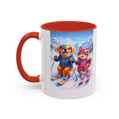 Coffee Mug — Cute Cat & Dog Horse Racing Accent Mug (11/15oz)