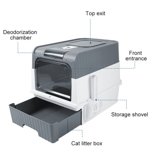 Large Grey Cat Litter Box with Drawer