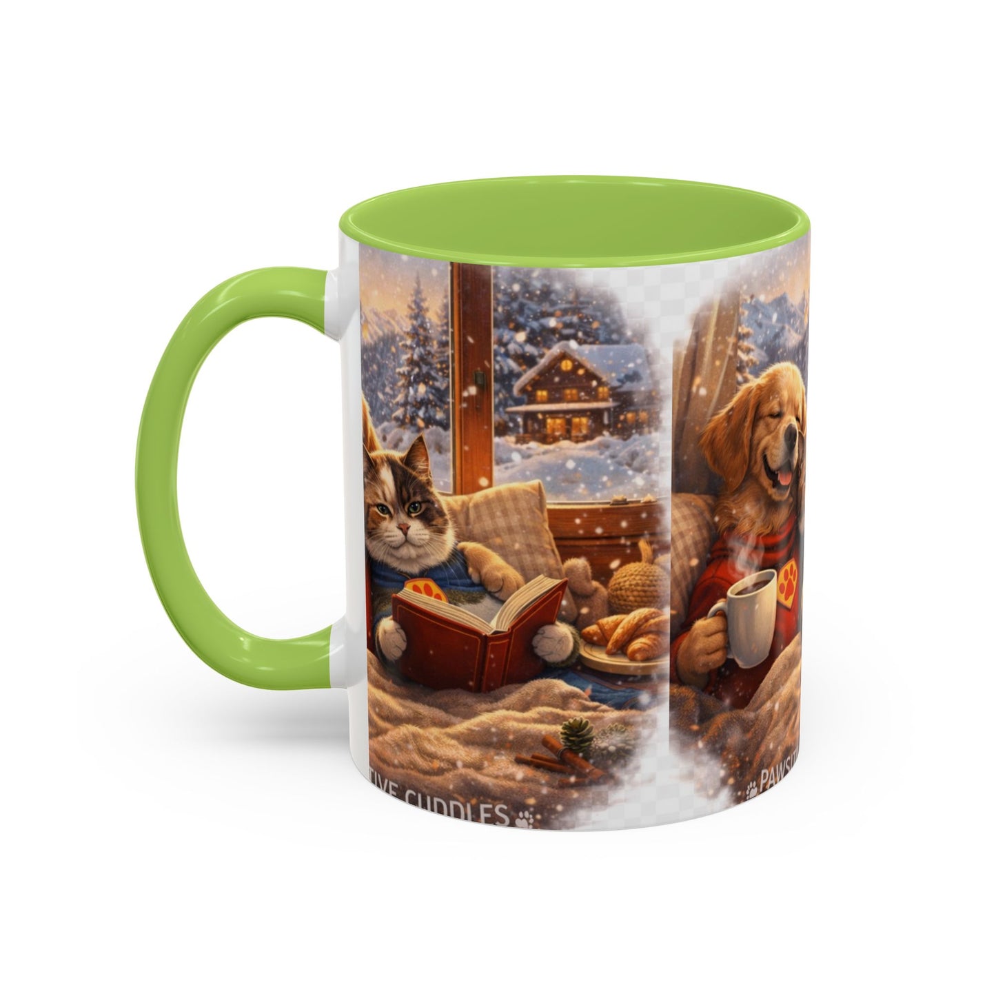 Cozy Winter Pets Coffee Mug — Dog & Cat Hot Cocoa Scenic 11/15oz