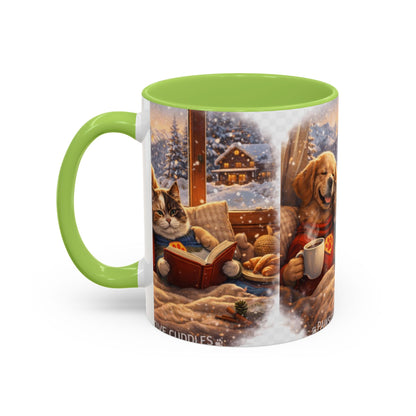 Cozy Winter Pets Coffee Mug — Dog & Cat Hot Cocoa Scenic 11/15oz