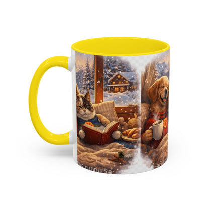 Cozy Winter Pets Coffee Mug — Dog & Cat Hot Cocoa Scenic 11/15oz