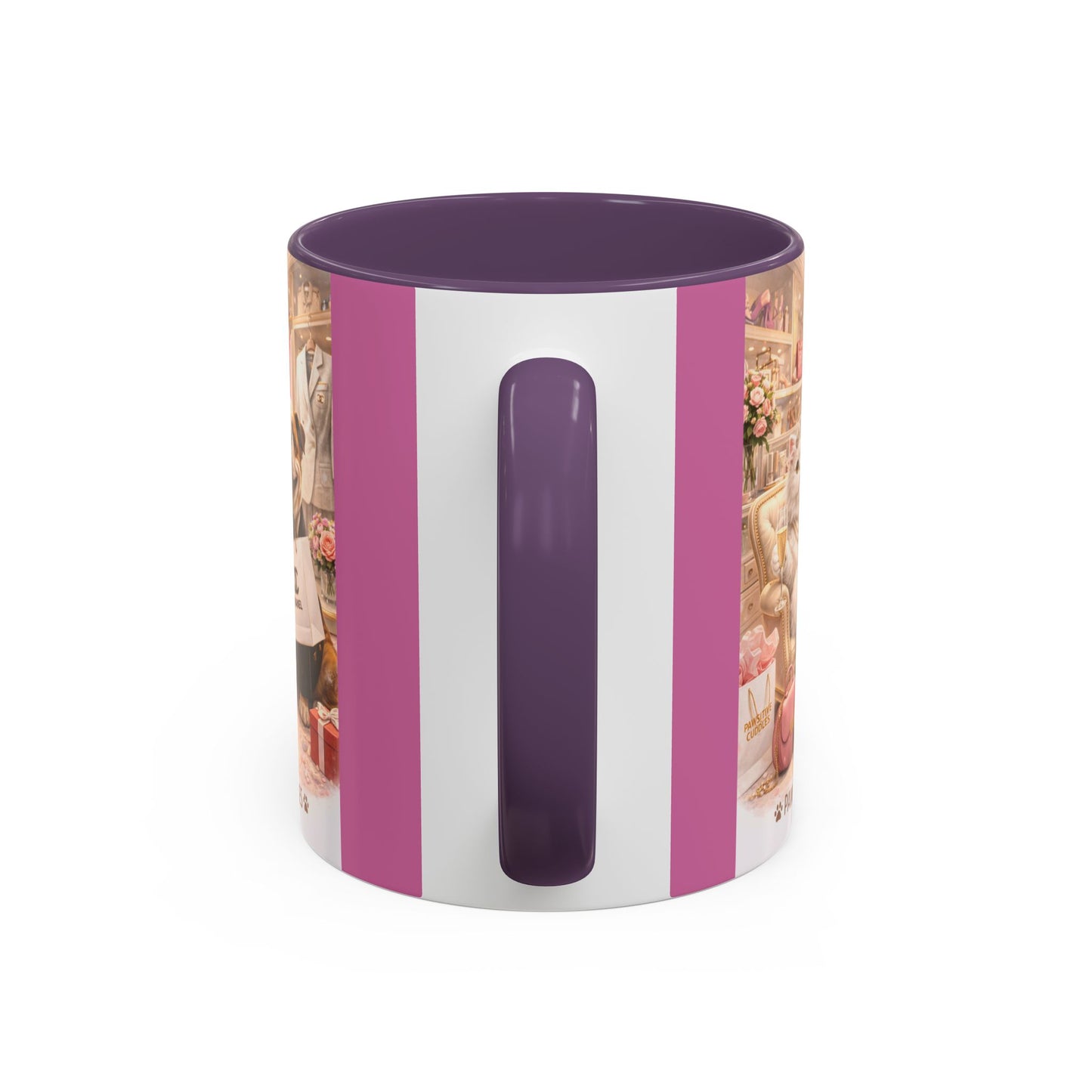 Designer Dogs Accent Coffee Mug - "Pawsitive Cuddles" Cute Bulldog & Pomeranian Gift