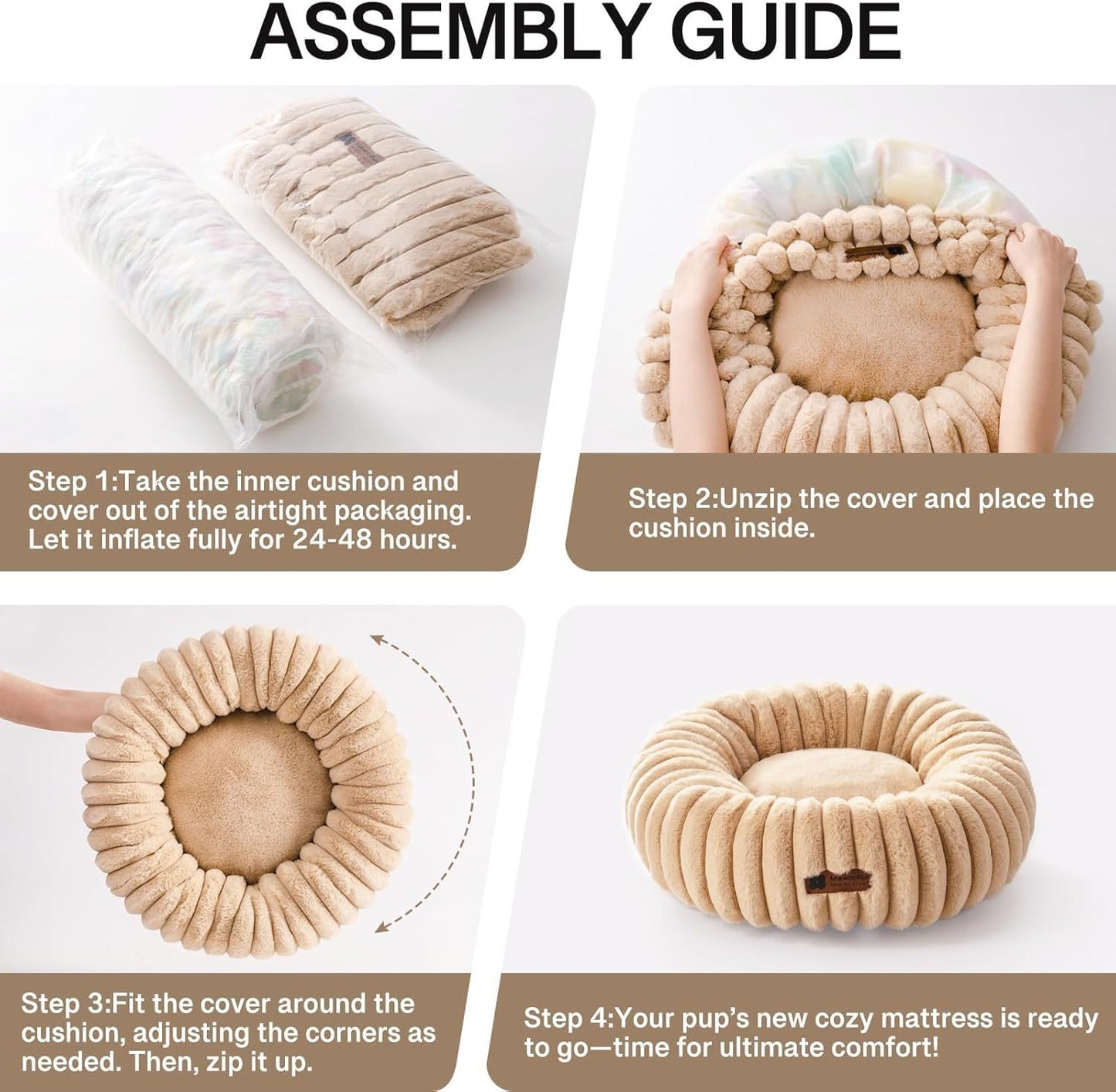 MEWOOFUN Calming Donut Pet Bed - Pawsitive Cuddles