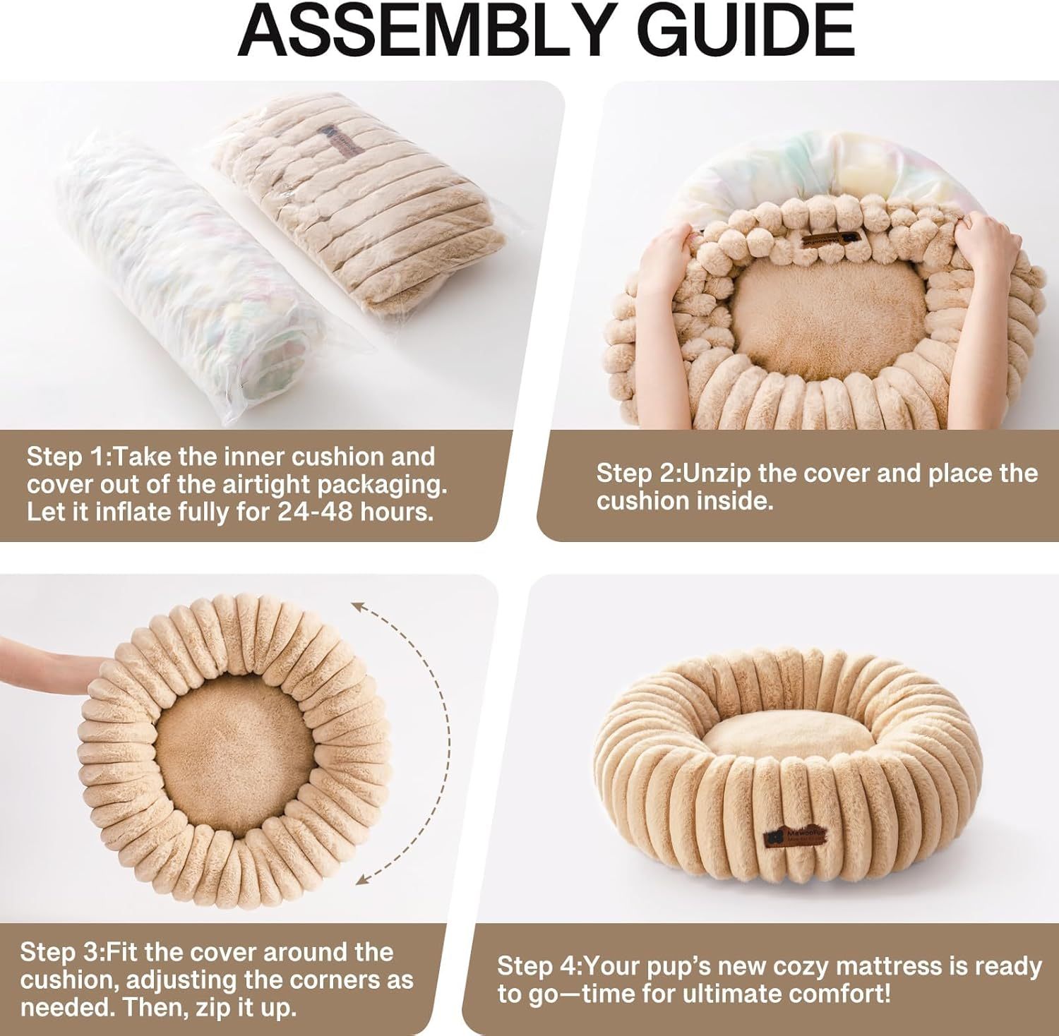 MEWOOFUN Calming Donut Pet Bed - Pawsitive Cuddles