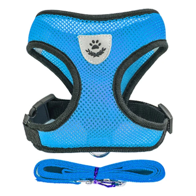 **Cat & Dog Harness Vest – Adjustable Mesh Walking Lead Leash for Small/Medium Pets** - Pawsitive Cuddles