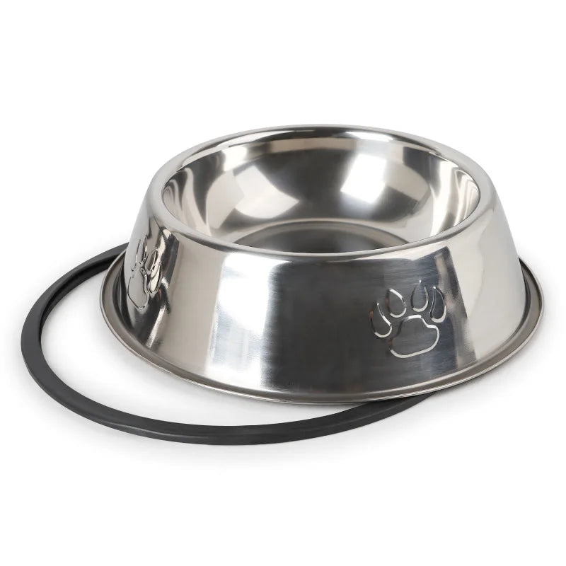 Quality Paw Stainless Steel Anti-Skid Pet Bowl - Pawsitive Cuddles