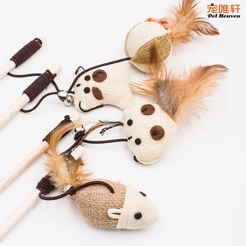 nteractive Pet Cat Catcher Teaser Stick - Pawsitive Cuddles