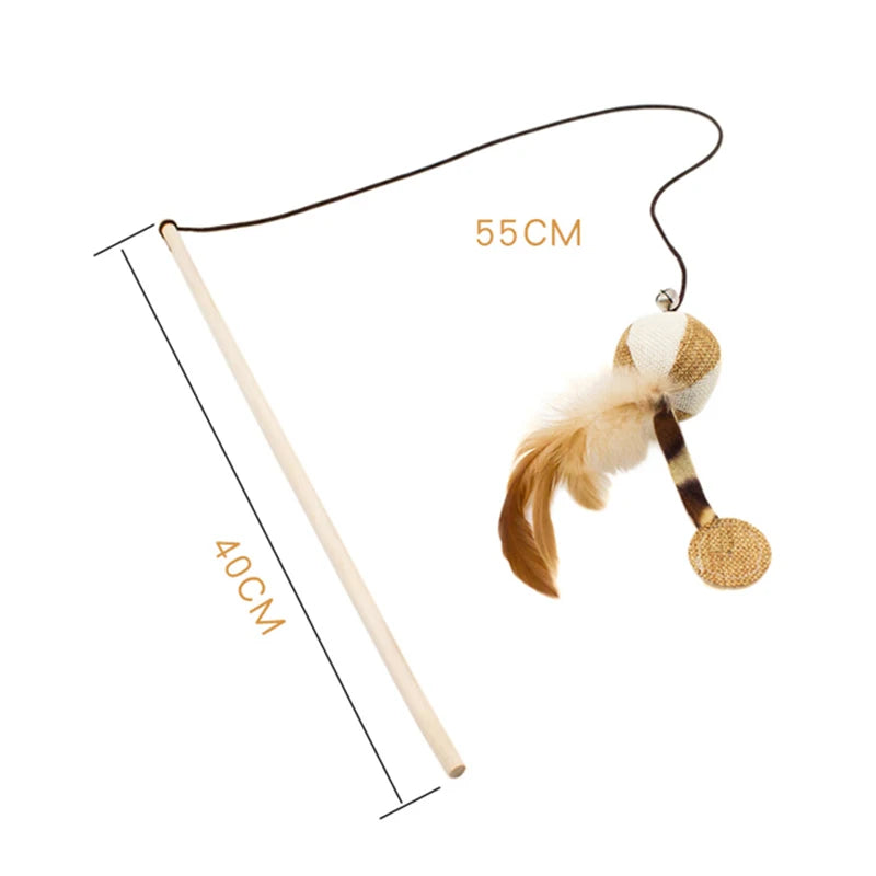 nteractive Pet Cat Catcher Teaser Stick - Pawsitive Cuddles