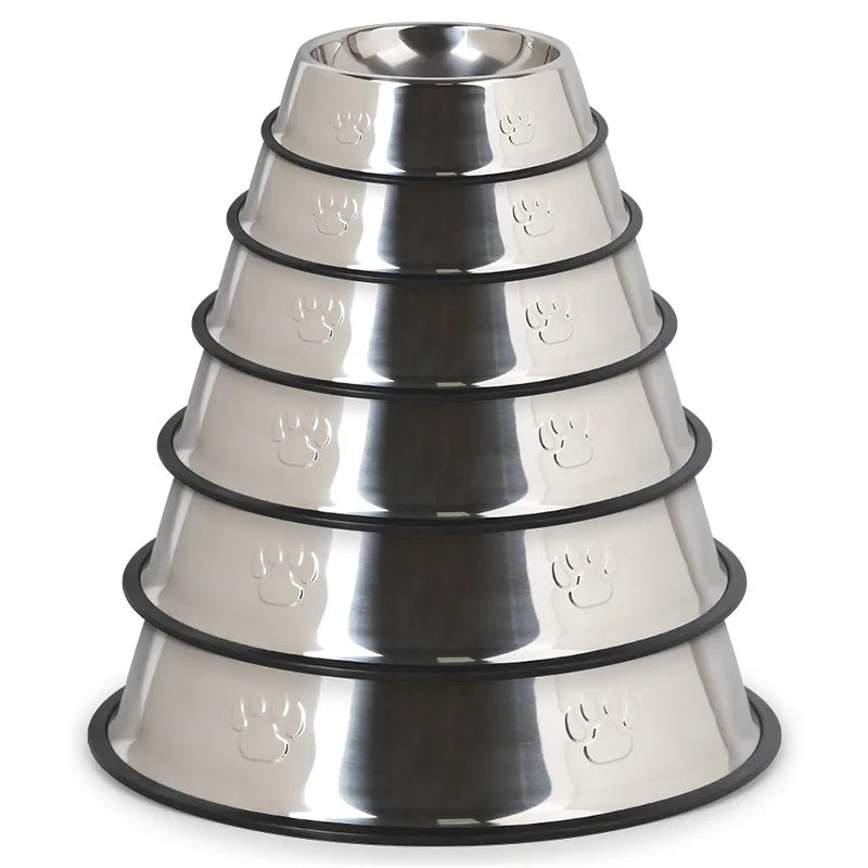 Quality Paw Stainless Steel Anti-Skid Pet Bowl - Pawsitive Cuddles