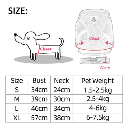 **Cat & Dog Harness Vest – Adjustable Mesh Walking Lead Leash for Small/Medium Pets** - Pawsitive Cuddles
