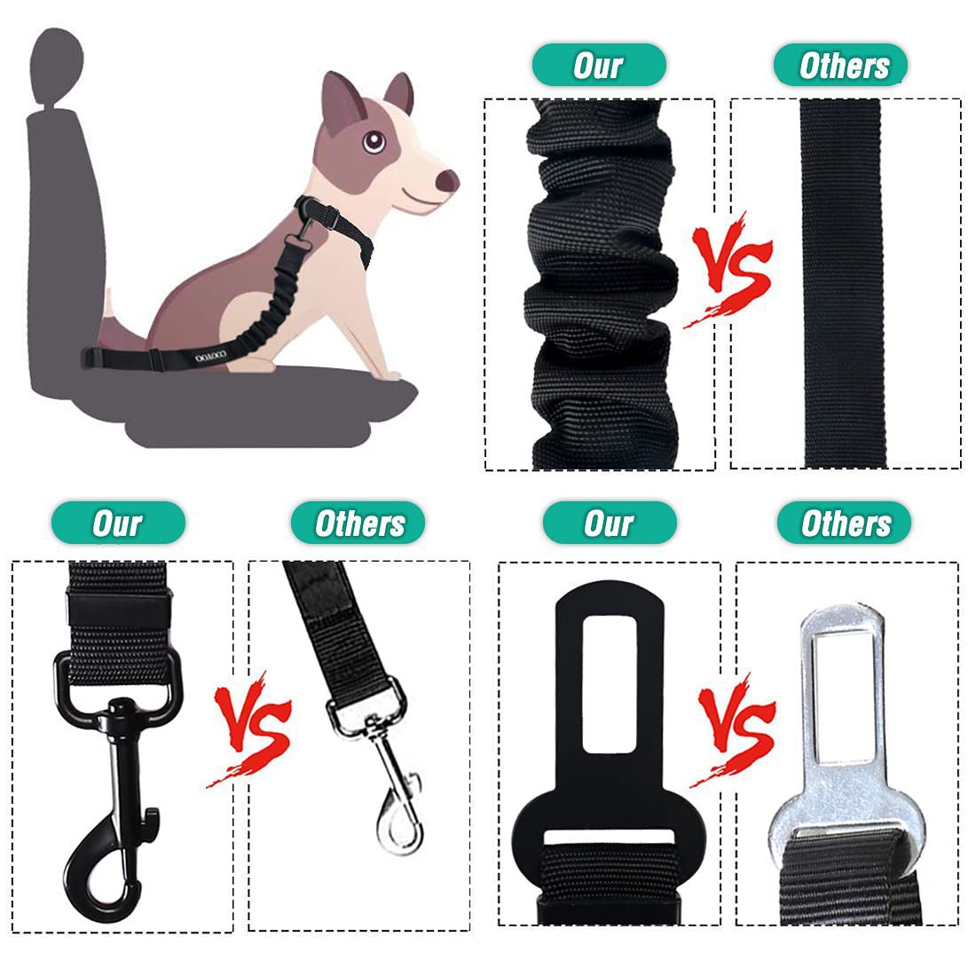 Adjustable Dog Car Seat Belt Leash