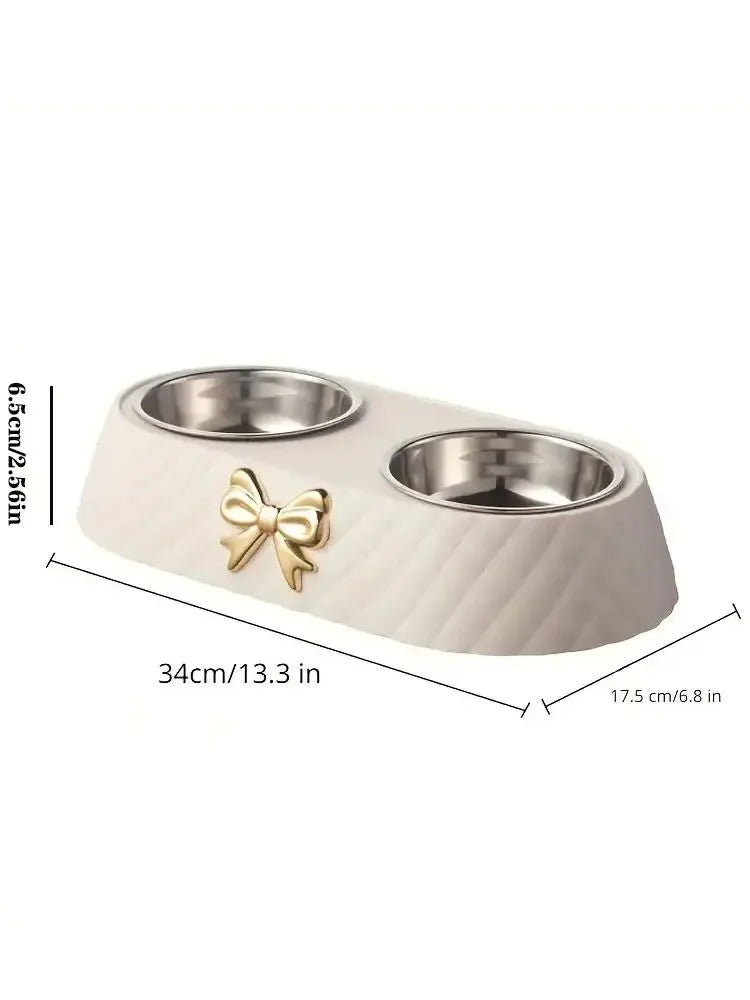 Double-Layer Pet Bowl – Stainless Steel & PP Base - Pawsitive Cuddles