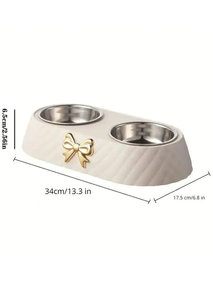 Double-Layer Pet Bowl – Stainless Steel & PP Base - Pawsitive Cuddles