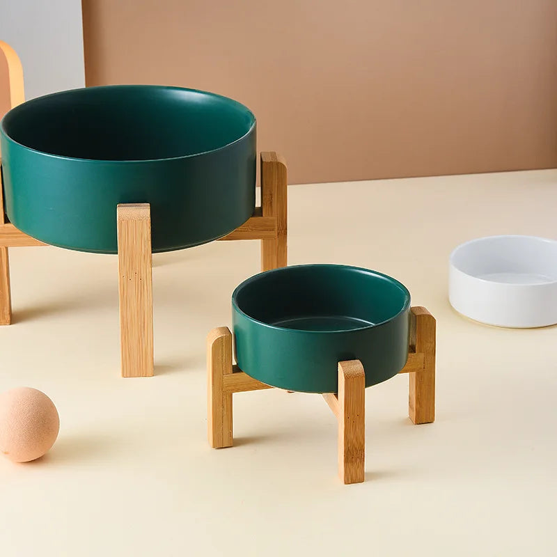 Big Bowl Double Ceramic Elevated Pet Feeders - Pawsitive Cuddles