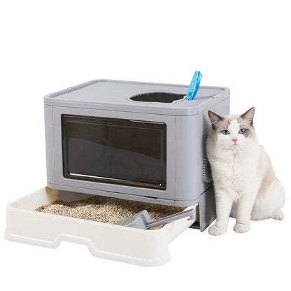 Foldable Cat Litter Box Front Entry & Top Exit - Pawsitive Cuddles