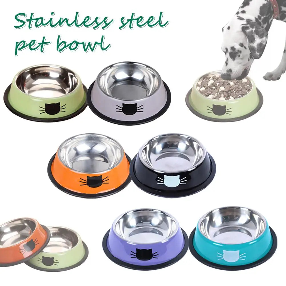 Stainless Steel Cat Food & Water Bowl – Non-Slip Base, Kitten Feeder - Pawsitive Cuddles