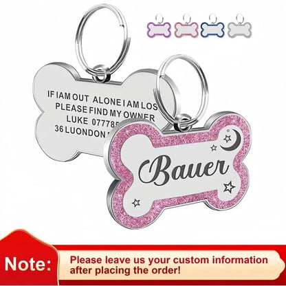 Custom Engraved Name Tag with Paw Print Design - Pawsitive Cuddles