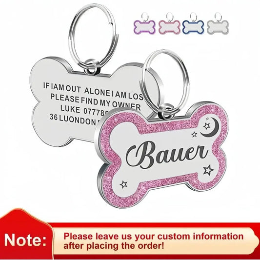 Custom Engraved Name Tag with Paw Print Design - Pawsitive Cuddles