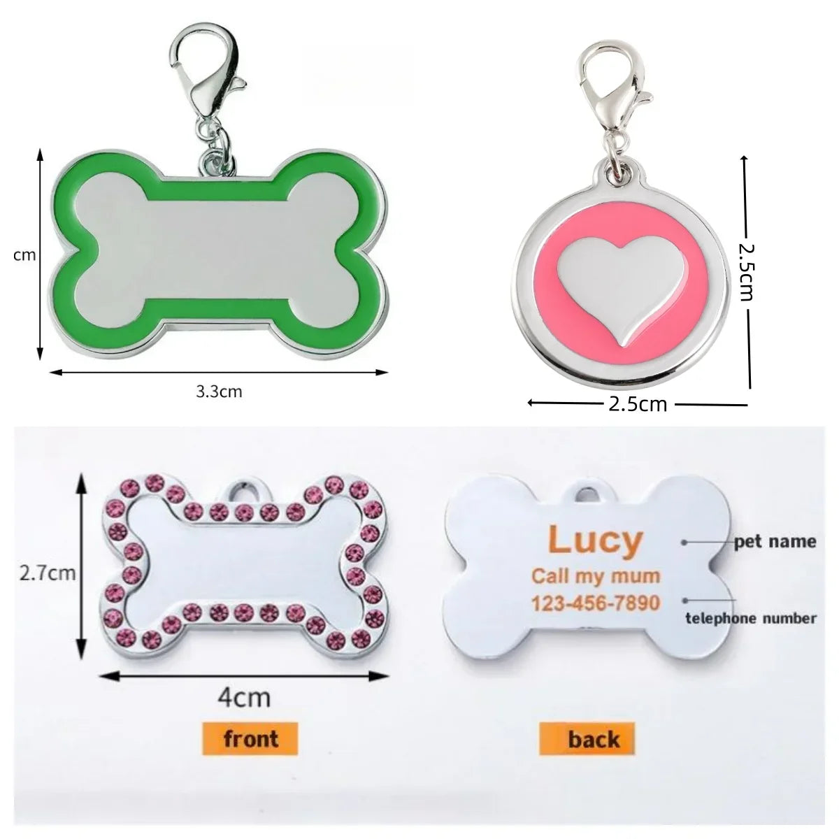 Custom Engraved Name Tag with Paw Print Design - Pawsitive Cuddles